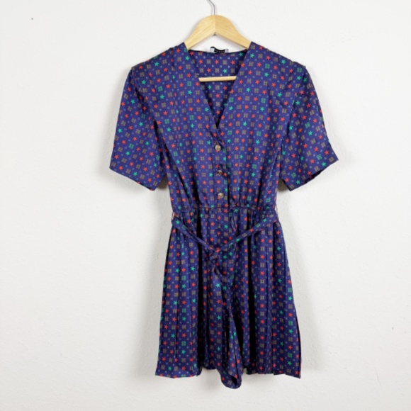 Sandro Curry Star Print Satin Romper Size 36 - Picture 1 of 7